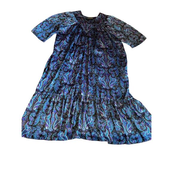 Lizzie B by The Young and Restofus Blue & Black Paisley Silkey Night Dress Mumu - Picture 6 of 9